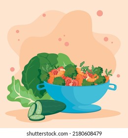 salad bowl card with healthy food