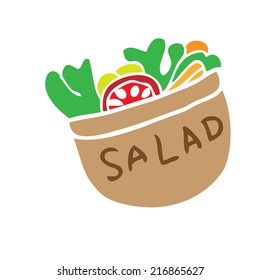 Salad Bowl Cartoon Painting Character