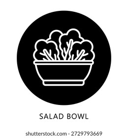 Botão Ícone De Tigela De Salada, Mini Ilustração Relacionar-Se Com Comida, Gastronomia. Use Para O Desenvolvimento Moderno De Conceitos, Ui, Ux Web E Aplicativos.
