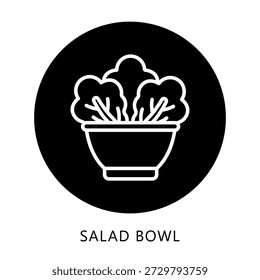 Botón De Icono De Ensaladera, Mini Ilustración Relacionada Con La Comida, Gastronomía. Uso Para El Concepto Moderno, Ui, Web Ux Y Desarrollo De App.