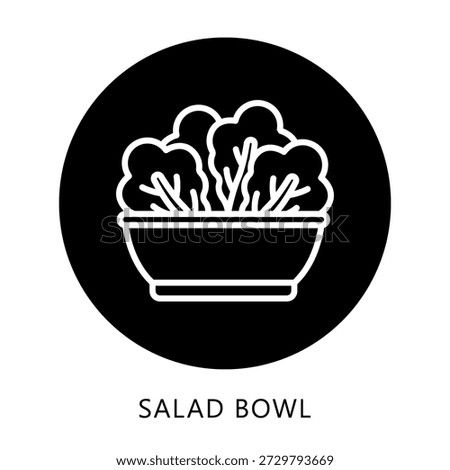 Salad Bowl Icon Button, Mini Illustration Relate To Food, Gastronomy. Use For Modern Concept, Ui, Ux Web And App Development.