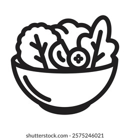 Salad bowl icon. Editable line icon. Vector illustration