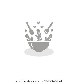 Salad bowl line art icon, healthy food salad isolated vector illustration for salad bar