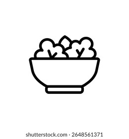 Salad bowl - line icon with editable stroke. Simple outline style. Vector illustration