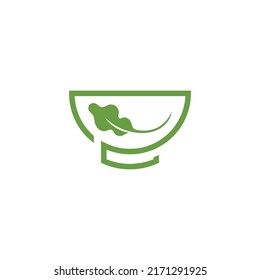 Salad bowl logo design template vector illustration