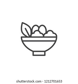 Salad bowl outline icon. linear style sign for mobile concept and web design. Healthy diet food simple line vector icon. Vegetarian food symbol, logo illustration. Pixel perfect vector graphics