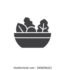 Salad Bowl Solid Icon.