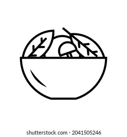 Salad in bowl thin line icon. Healthy food. Modern vector design for salad bar.