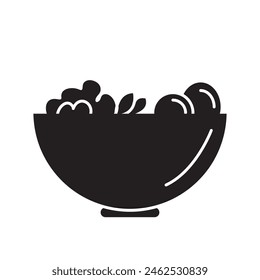 Salad bowl vector flat black illustration on white background..eps