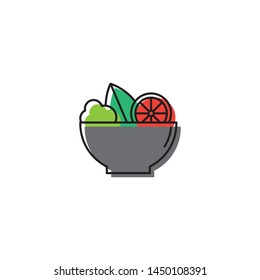 Salad bowl vector icon isolated on white background