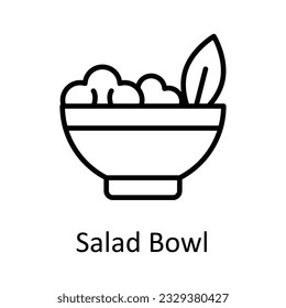 Salad Bowl Vector outline Icon Design illustration. Food and Drinks Symbol on White background EPS 10 File 