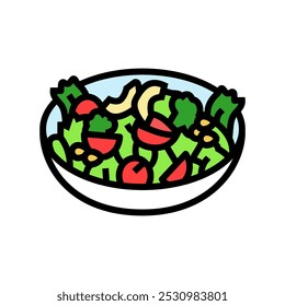 salad bowl vegan food color icon vector. salad bowl vegan food sign. isolated symbol illustration