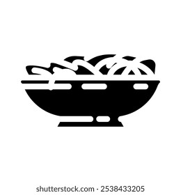 salad bowl vegan food glyph icon vector. salad bowl vegan food sign. isolated symbol illustration