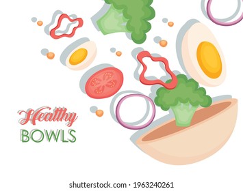 Salad bowl with vegetables set