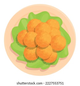 Vector de caricatura de icono de croquette de ensalada. Comida de pescado. Cocina de aperitivos