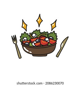 salad doodle icon, vector illustration
