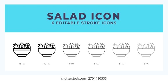 Ícone de linha editável Salada. Ilustração vetorial com traçado diferente.