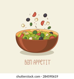 Salad with feta, tomatoes, olives, lettuce and onion