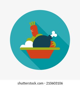 Salad flat icon with long shadow