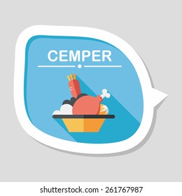Salad flat icon with long shadow