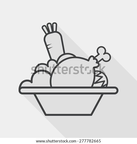 Salad flat icon with long shadow, line icon