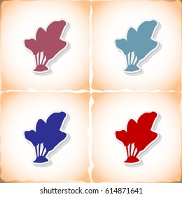 Salad. Flat sticker with shadow on old paper. Vector illustration