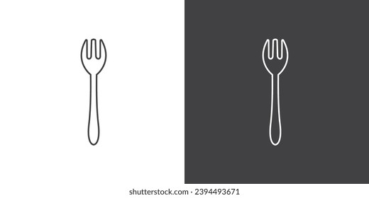 Salad fork icon in line shape, various fork shapes vector illustration.