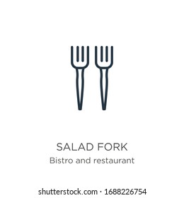 Icono de tenedor de ensalada. Icono de la espuma lineal de la ensalada, aislado sobre fondo blanco de la colección de bistró y restaurante. Signo vectorial de línea, símbolo para web y móvil