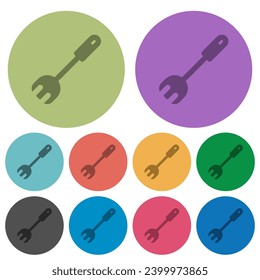 Salad fork spatula darker flat icons on color round background