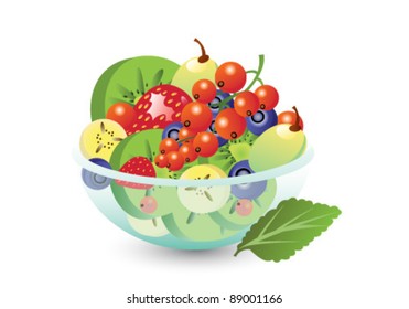 Salad from fruit and berries