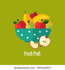 Salad from fruit and berries vector illustration
