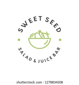 salad fruit and vegetables bowl logo