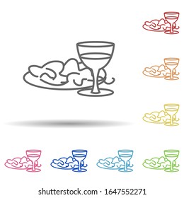 Salad with glass of wine in multi color style icon. Simple thin line, outline vector of fast food icons for ui and ux, website or mobile application