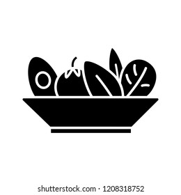 Salad Glyph Icon. Healthy Nutrition. Vegetarian Food. Restaurant Or Cafe Menu. Salad Bar. Right Business Lunch Menu. Silhouette Symbol. Negative Space. Vector Isolated Illustration