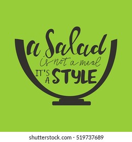 Salad hand lettering design. Hand drawn tee graphic. T shirt hand lettered calligraphic design.