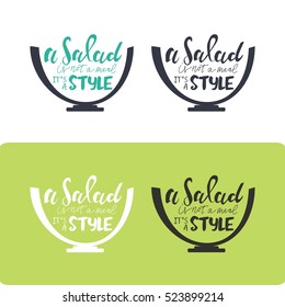 Salad hand lettering design. Hand drawn tee graphic. T shirt hand lettered calligraphic design.