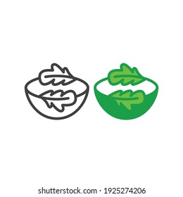 Ensalada, tazón saludable. Plantilla de icono del logotipo del vector