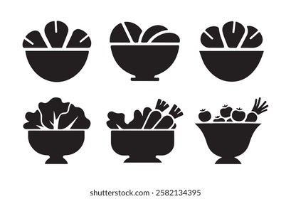 Salad icon collection on white background