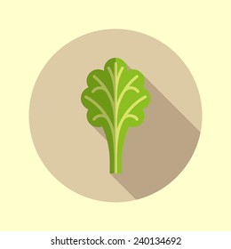 Salad icon. Flat design long shadow. Vector illustration.