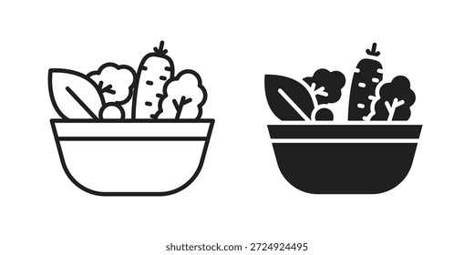 Ícone de salada plano e coleção de traçado para trabalho de ux da interface do usuário.