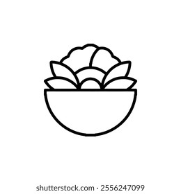 salad icon Flat symbol set outline