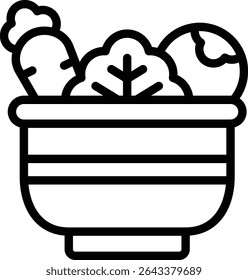 salad icon illustration design with outline, this is not made from any AI generation