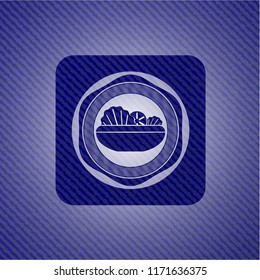 salad icon inside badge with jean texture
