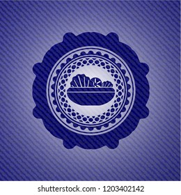 salad icon inside badge with jean texture