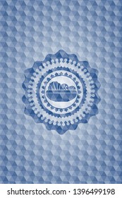 salad icon inside blue badge with geometric background.