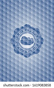 salad icon inside blue badge with geometric background.