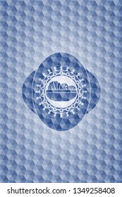 salad icon inside blue hexagon emblem.