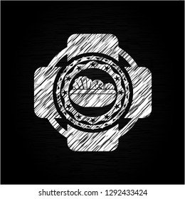 salad icon inside chalk emblem