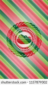 salad icon inside christmas colors emblem.