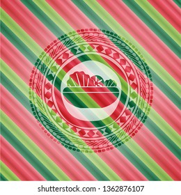 salad icon inside christmas colors style emblem.